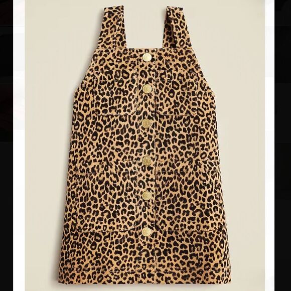 NWT J. Crew Crewcuts Girl’s Corduroy Leopard Button Front Dress Size 4 - Picture 1 of 11